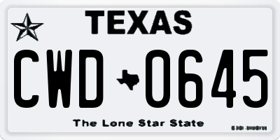 TX license plate CWD0645