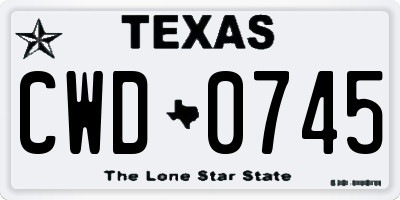 TX license plate CWD0745