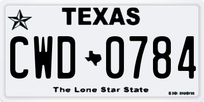 TX license plate CWD0784