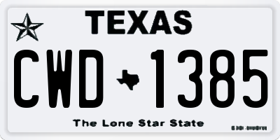 TX license plate CWD1385