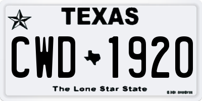 TX license plate CWD1920