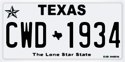 TX license plate CWD1934