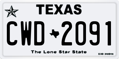TX license plate CWD2091