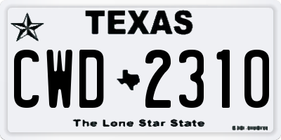 TX license plate CWD2310