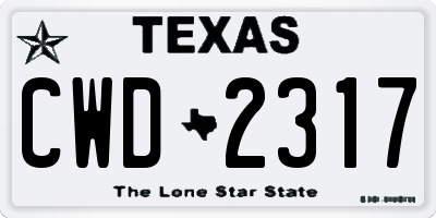 TX license plate CWD2317