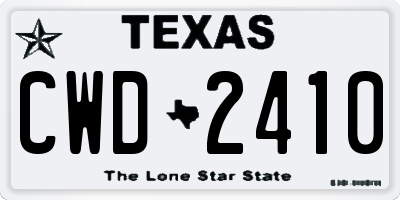 TX license plate CWD2410