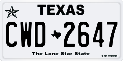 TX license plate CWD2647