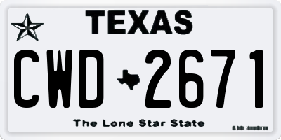 TX license plate CWD2671