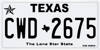 TX license plate CWD2675