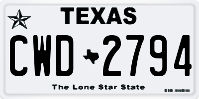 TX license plate CWD2794