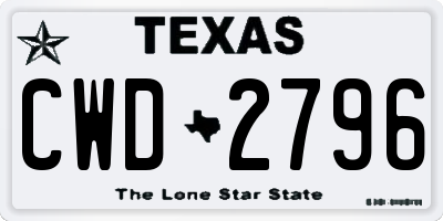 TX license plate CWD2796