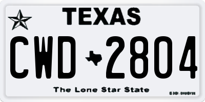 TX license plate CWD2804