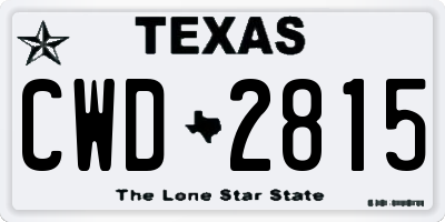 TX license plate CWD2815