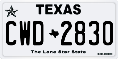 TX license plate CWD2830