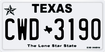 TX license plate CWD3190