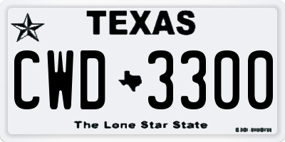 TX license plate CWD3300