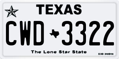 TX license plate CWD3322