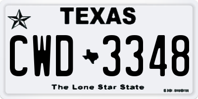 TX license plate CWD3348