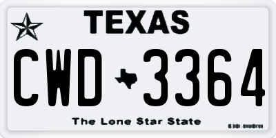 TX license plate CWD3364