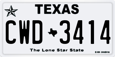 TX license plate CWD3414