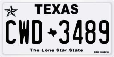 TX license plate CWD3489