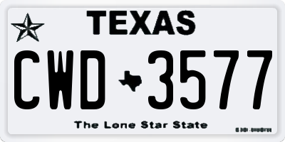 TX license plate CWD3577