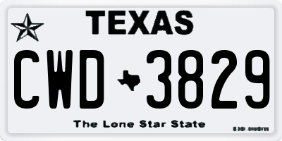 TX license plate CWD3829