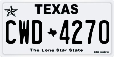 TX license plate CWD4270