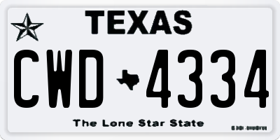 TX license plate CWD4334
