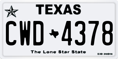 TX license plate CWD4378