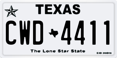TX license plate CWD4411