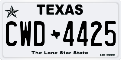 TX license plate CWD4425