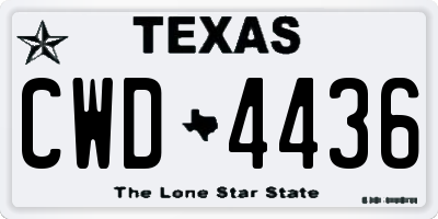 TX license plate CWD4436