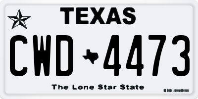 TX license plate CWD4473