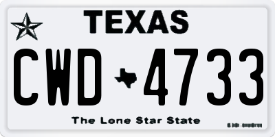 TX license plate CWD4733