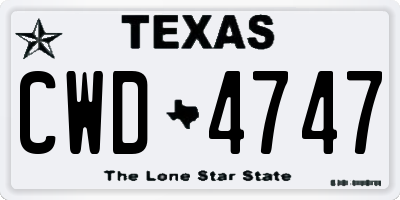 TX license plate CWD4747