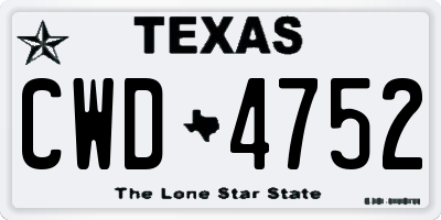 TX license plate CWD4752