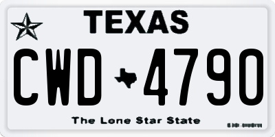TX license plate CWD4790