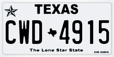 TX license plate CWD4915