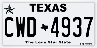 TX license plate CWD4937