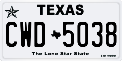 TX license plate CWD5038