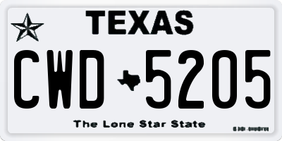 TX license plate CWD5205