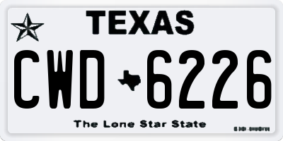 TX license plate CWD6226