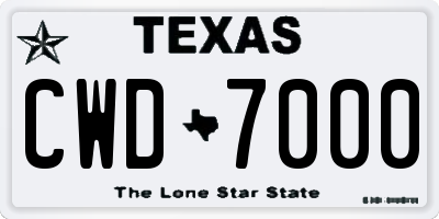 TX license plate CWD7000