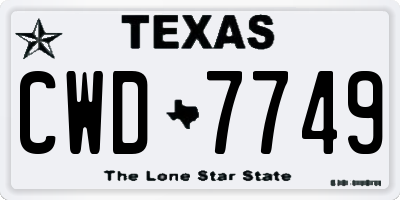 TX license plate CWD7749