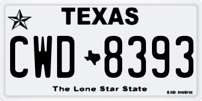 TX license plate CWD8393
