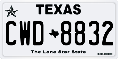 TX license plate CWD8832