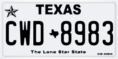 TX license plate CWD8983