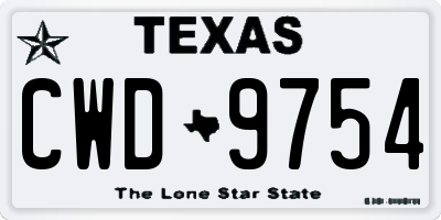 TX license plate CWD9754