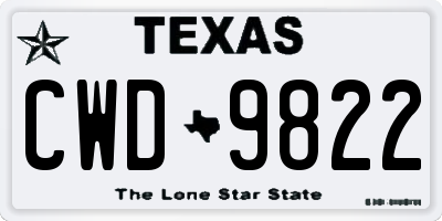 TX license plate CWD9822